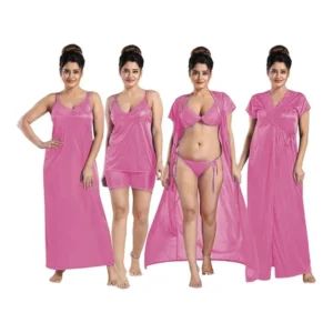 6 part best quality nighty dress pink