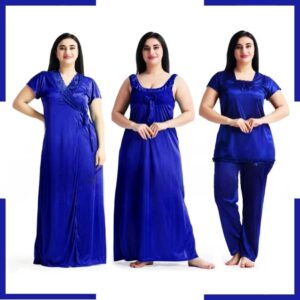4 Part New Model Night Dress Blue