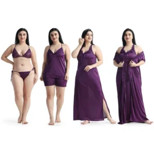 6 part best quality nighty dress purple